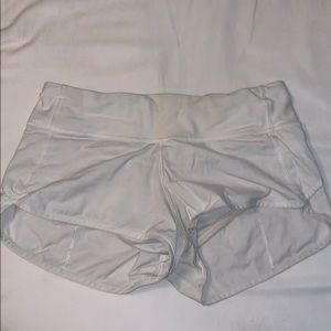 White Lululemon Speed Shorts